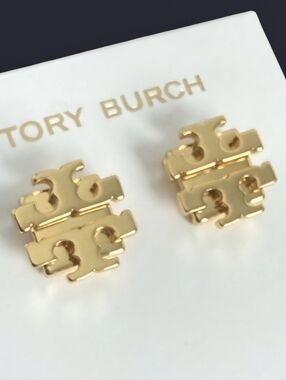 Tory Burch Gold Logo Stud Earrings
